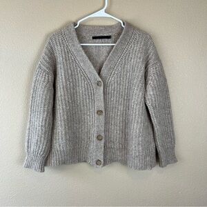 Jenni Kayne tan baby alpaca wool blend cardigan sweater